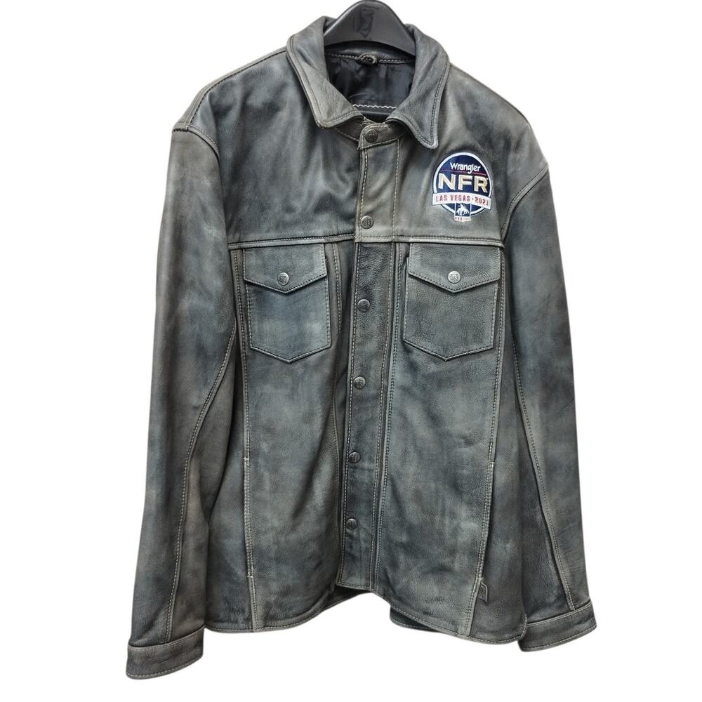 Wrangler 2021 National Finals Rodeo Leather Jacket 2XL Las Vegas STS Ranchwear